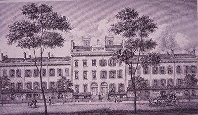 LeRoy Place en 1831, parte de lo que ahora es Bleecker Street en Greenwich Village (grabado) de American School
