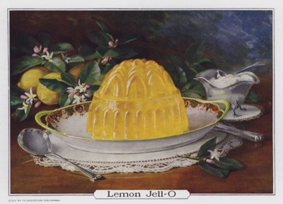 Lemon Jell-O, anuncio producido para Genesee Pure Food Company, Le Roy, Nueva York, EE.UU. (litografía en color) de American School