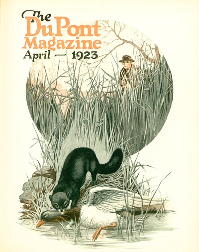 Menos alimañas - Más caza, portada de la revista DuPont, abril 1923 de American School