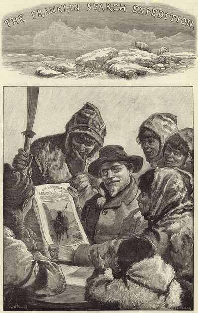 El teniente Schwatka mostrando a los esquimales el Illustrated London News de American School
