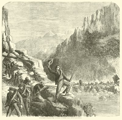 Francotiradores de Longstreet atacando un tren federal sobre Chattanooga, octubre de 1863 de American School
