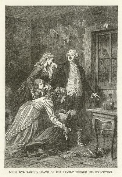 Luis XVI despidiéndose de su familia antes de su ejecución de American School