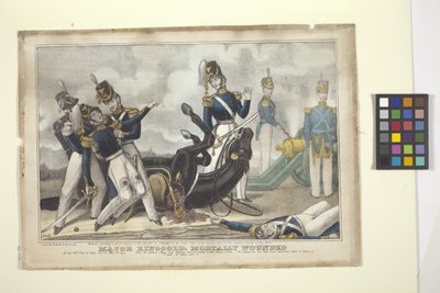 Major Ringgold, Mortally Wounded (litografía coloreada a mano) de American School
