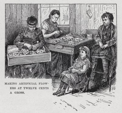 Haciendo flores artificiales a doce centavos la docena de American School
