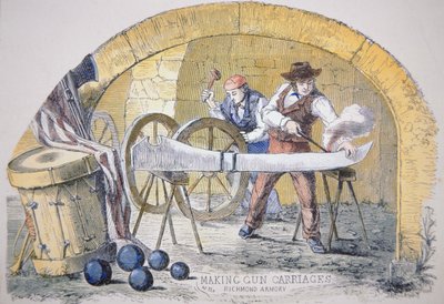 Fabricación de cureñas confederadas en los Tredegar Iron Works en Richmond, Virginia de American School
