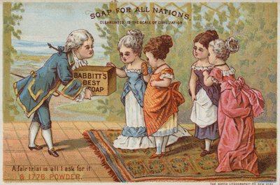 Hombre entregando jabón a damas de American School