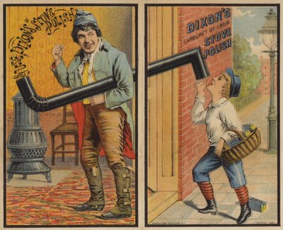 Hombre y Niño con Chimenea de Estufa de American School