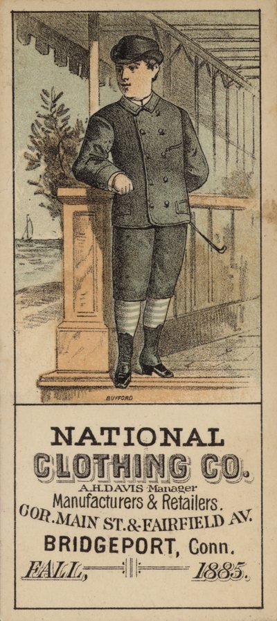 Hombre con pantalones de montar y bastón de American School