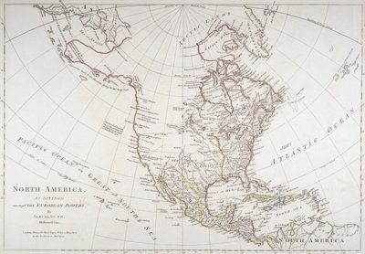 Mapa que muestra América del Norte dividida por las Potencias Europeas, 1774 de American School