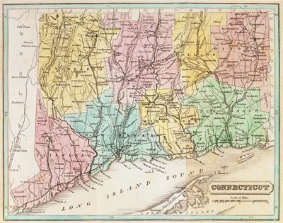 Mapa de Connecticut, de 