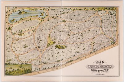 Mapa del Cementerio de Graceland, c.1875 de American School