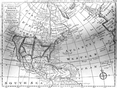 Mapa de América del Norte, 1747 de American School