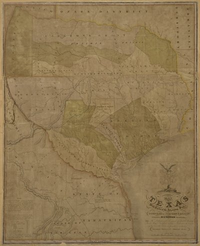 Mapa de Texas con partes de los estados adyacentes de American School