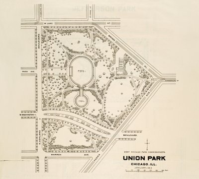 Mapa del Parque Union, Chicago, Illinois de American School