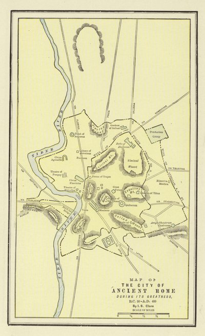 Mapa de la ciudad de la antigua Roma durante su grandeza, 30 a.C.-400 d.C. de American School