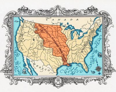 Mapa de la Compra de Luisiana de American School