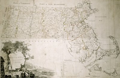 Mapa del estado de Massachusetts, 1801 de American School