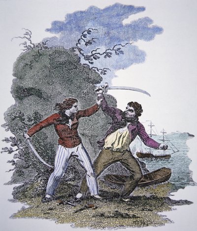Mary Read lucha contra otro pirata para salvar la vida de su amante de American School