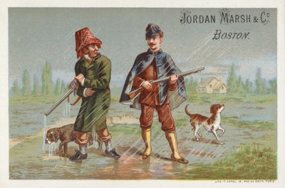 Hombres cazando bajo la lluvia de American School