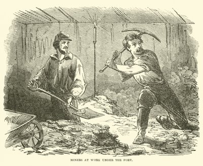 Mineros trabajando bajo el fuerte, junio 1863 de American School