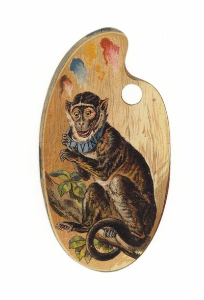 Mono en paleta de pintura de American School