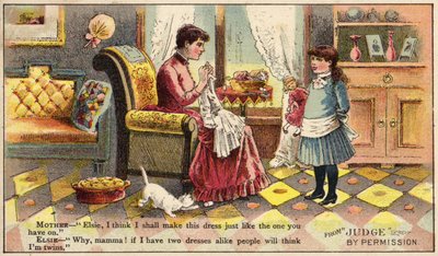 Madre haciendo un vestido para su hija de American School