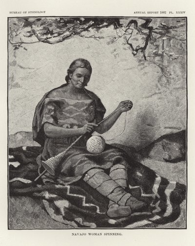 Mujer Navajo hilando de American School