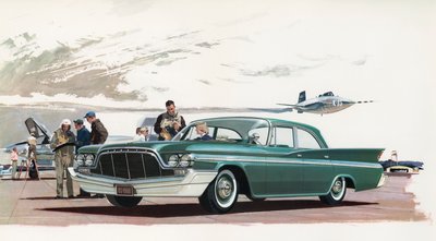 Nuevo coche DeSoto y pilotos de jet de American School