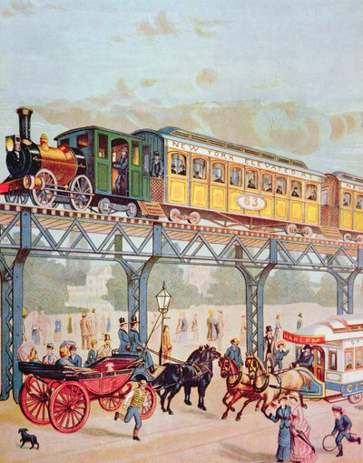 Ferrocarril Elevado de Nueva York, c.1880 de American School