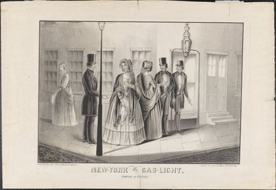 Nueva York a la luz de gas, Enganchando a una víctima, c.1850 de American School