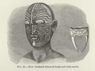Cabeza y marca de barbilla tatuadas de Nueva Zelanda de American School