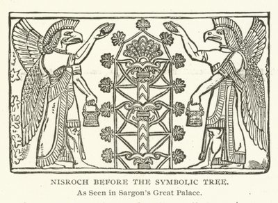 Nisroch ante el Árbol Simbólico, como se ve en el Gran Palacio de Sargón de American School