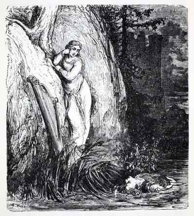 Nixes, de La Guía Mundial de Gnomos, Hadas, Elfos y Otros Seres Pequeños por Thomas Keightley (1789-1872) Publicado 1880, (grabado en blanco y negro) de American School