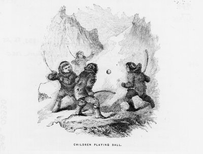 Polo norte: niños jugando un juego de pelota en el hielo - Elisha Kent Kane; Exploraciones Árticas en los años 1853-1855 (Filadelfia, Childs y Peterson) de American School