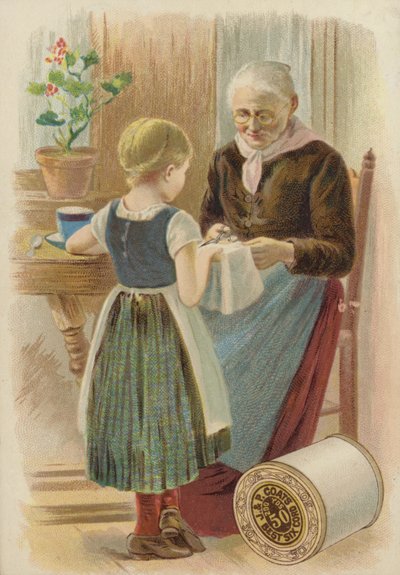 Vieja cortando tela de American School