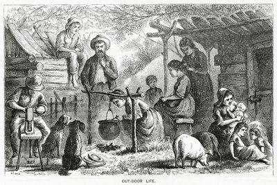 Vida al Aire Libre, ilustración para una historia destacada, Una Comunidad de Marginados, de Appletons Journal, 23 de marzo de 1872 de American School