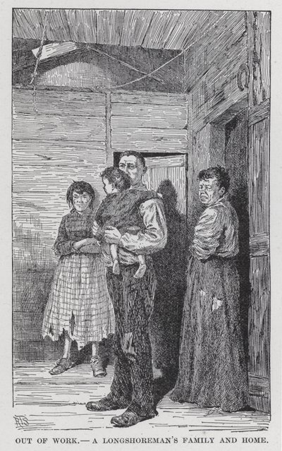 Sin trabajo, la familia y el hogar de un estibador (litografía) de American School