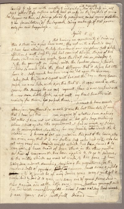 Página 3, Carta de Abigail Adams a John Adams, 31 de marzo - 5 de abril de 1776 de American School
