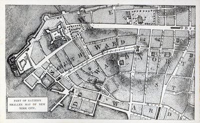Parte del mapa más pequeño de Bernard Ratzer de la ciudad de Nueva York de American School