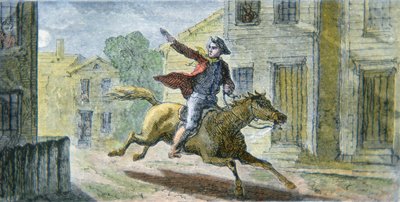 El famoso viaje de Paul Revere en la noche del 18 de abril de 1775 de American School