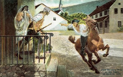 El paseo de Paul Revere en la noche del 18 de abril de 1773 de American School