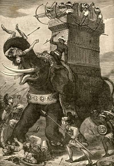 Elefante de guerra persa en batalla de American School