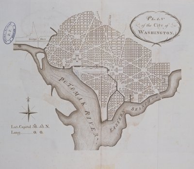 Plano de la ciudad de Washington tal como fue trazado originalmente en 1793 de American School