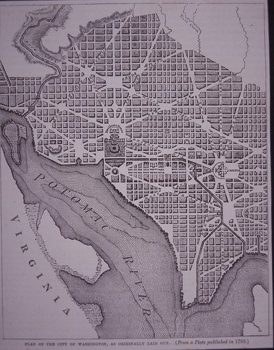 Plano de la ciudad de Washington DC diseñado por el Mayor Pierre Charles L