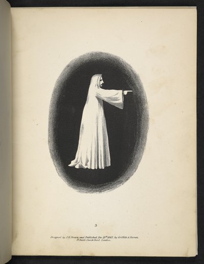 Lámina 3. Un fantasma de blanco.  espectropia; o Sorprendentes ilusiones espectrales que muestran fantasmas por todas partes, y de cualquier color, etc. ser. 1.  J H. Marrón  1864 de American School