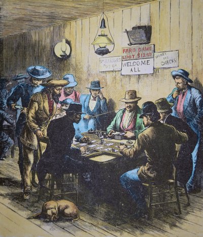 Jugando al Faro en un salón en Cheyenne, Wyoming, c.1870 de American School