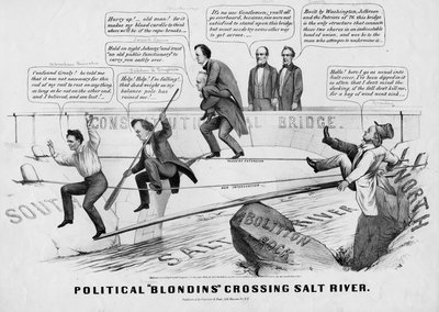 Blondins políticos cruzando el río Salado de American School