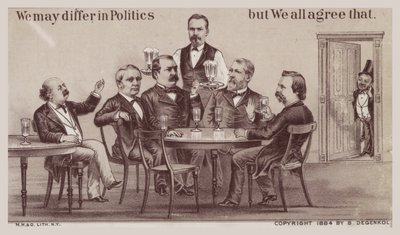 Políticos disfrutando de bebidas alrededor de la mesa de American School