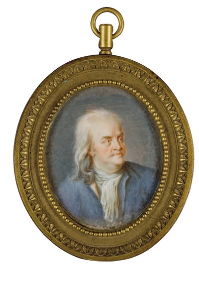 Retrato en miniatura de Benjamin Franklin de American School