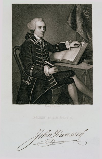Retrato de John Hancock, grabado por John B. Forrest (1814-70) de American School